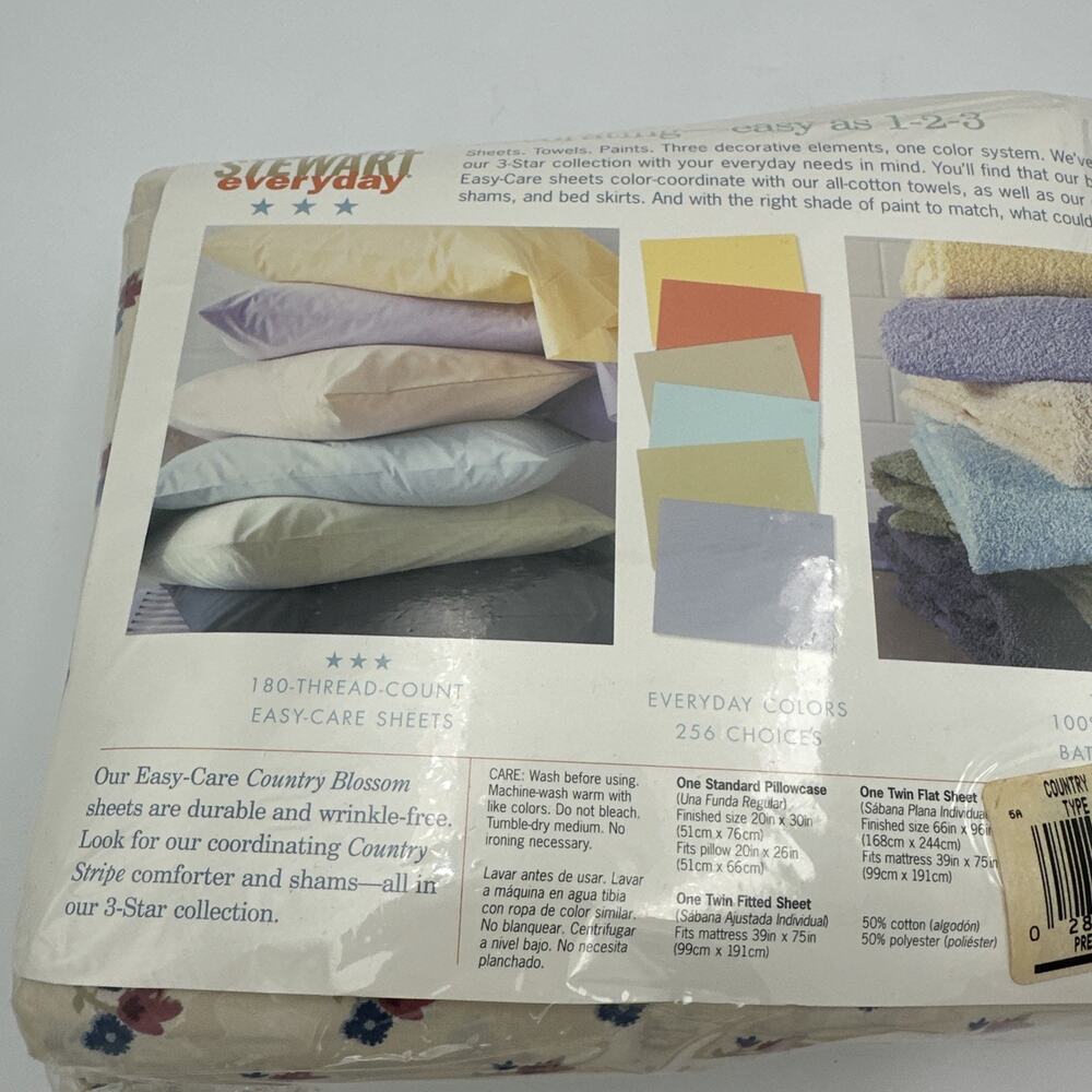 New Vintage Martha Stewart Everyday Twin Sheet Set Floral Kmart - Picture 5 of 5
